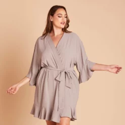 Kenny Ruffle Robe - Gray -US Skirt Sales 2024 0f1b57287fbdb45b6db076b7b394fbb4