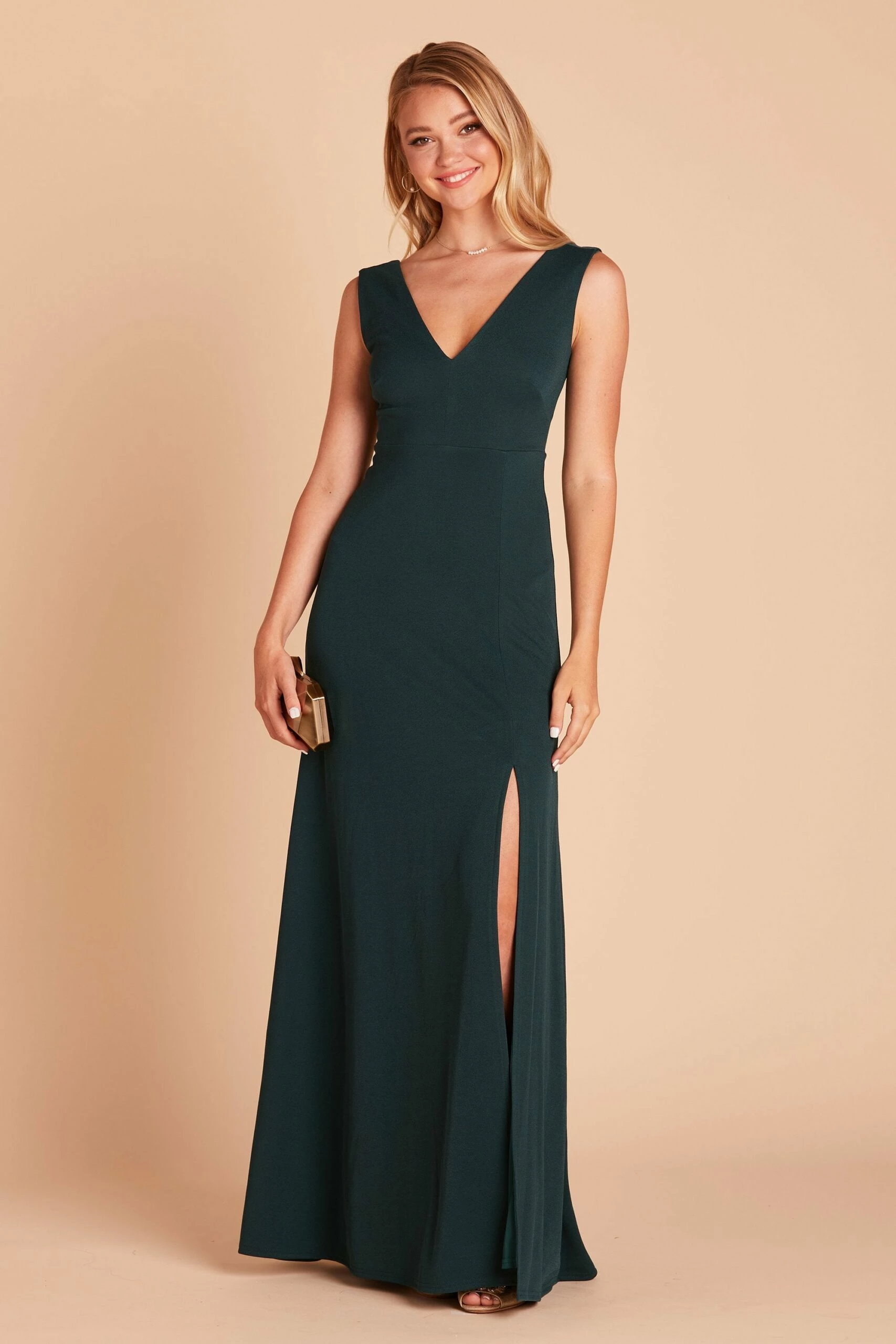 Shamin Crepe Dress - Emerald 1 Shamin Crepe Dress - Emerald