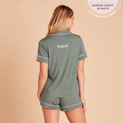 Jonny Pajama Set - Sea Glass -US Skirt Sales 2024 2048x2048 PDP personalized JonnyPjs SeaGlass straight 03