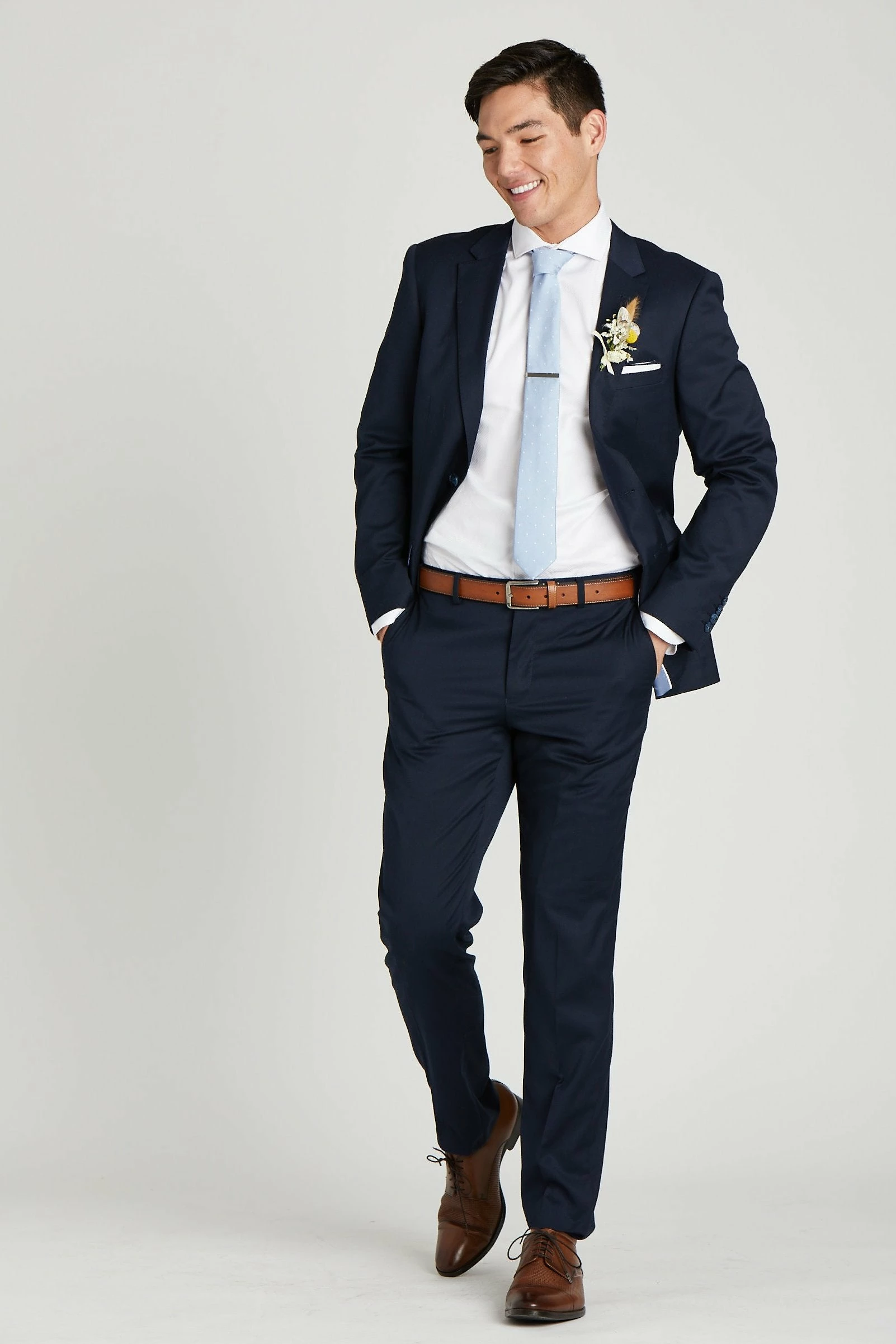 Simon Necktie - Dusty Blue Dot 7 Simon Necktie - Dusty Blue Dot - Image 7