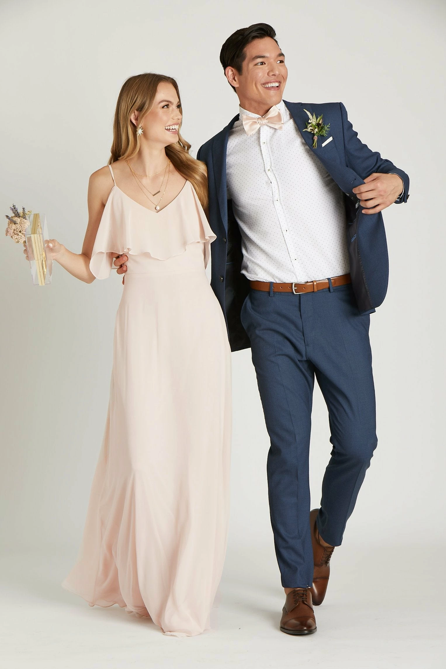 Daniel Bow Tie - Pale Blush Sateen 2 Daniel Bow Tie - Pale Blush Sateen - Image 2