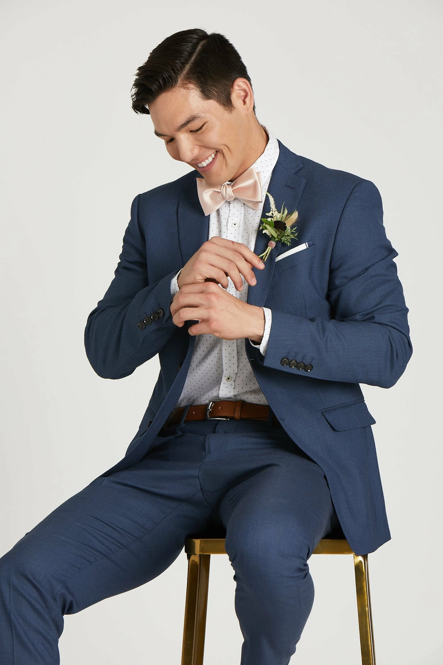 Daniel Bow Tie - Pale Blush Sateen 3 Daniel Bow Tie - Pale Blush Sateen - Image 3