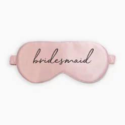 Silk Bridesmaid Sleep Mask - Script Pink