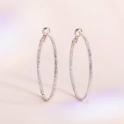 Large Lansing Pave Hoops - Silver 8 Large Lansing Pave Hoops - Silver -US Skirt Sales 2024 BIRDY GREY LANSING PAVE LARGE HOOPS SILVER 01