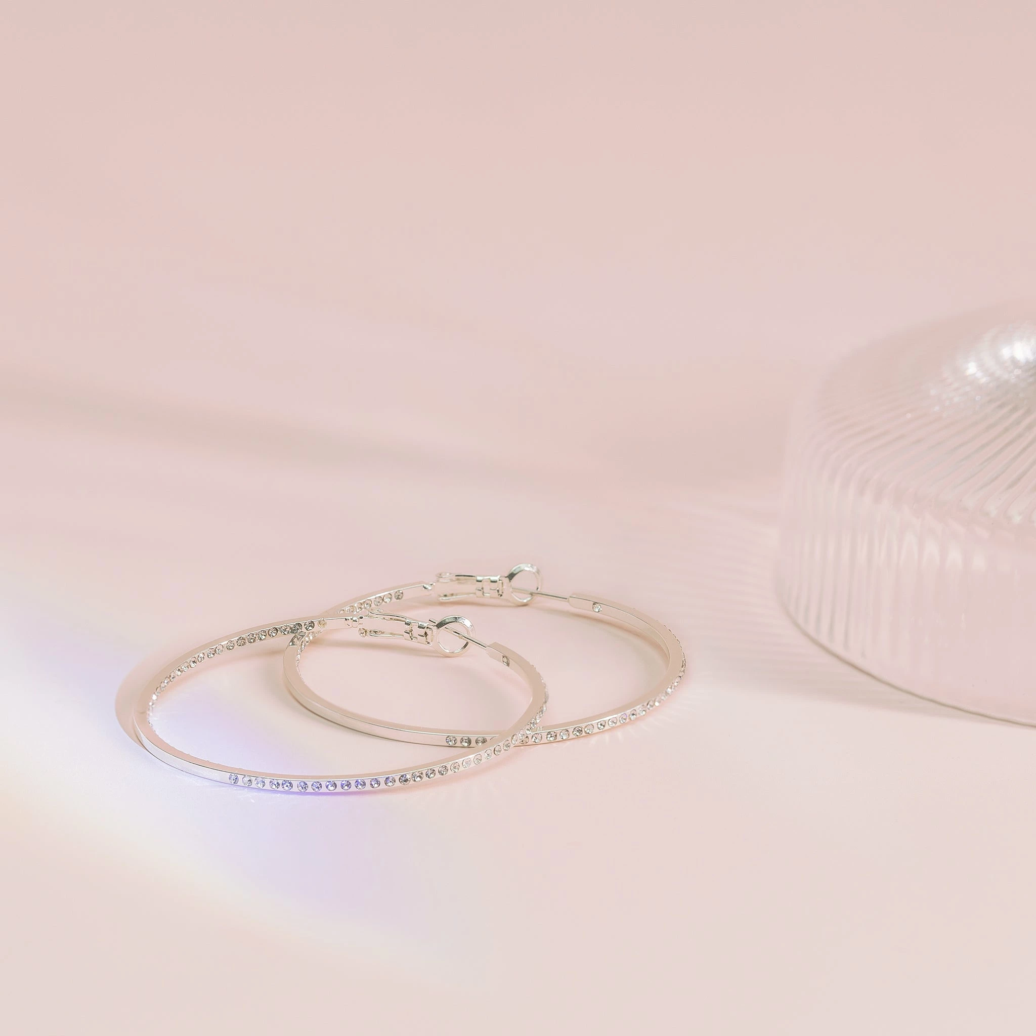 Large Lansing Pave Hoops - Silver 5 Large Lansing Pave Hoops - Silver - Image 5