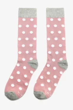 Polka Dot Groomsmen Socks By No Cold Feet - Dusty Rose -US Skirt Sales 2024 BIRDY GREY NO COLD FEET SOCKS DUSTY ROSE WHITE POLKA DOTS 02