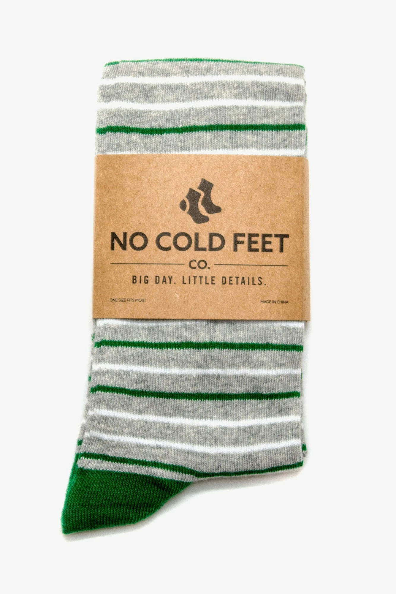 Striped Groomsmen Socks By No Cold Feet - Green 2 Striped Groomsmen Socks By No Cold Feet - Green - Image 2