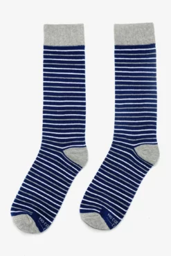 Striped Groomsmen Socks By No Cold Feet - Navy -US Skirt Sales 2024 BIRDY GREY NO COLD FEET SOCKS NAVY BLUE WHITE GREY STRIPED 02