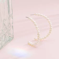 Odessa Freshwater Pearl Hoops -US Skirt Sales 2024 BIRDY GREY ODESSA FRESHWATER PEARL HOOPS GOLD 02