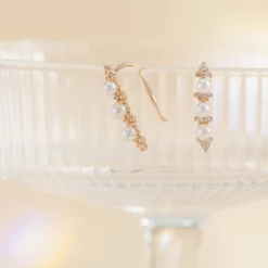 Santa Maria Pearl And Crystal Earrings -US Skirt Sales 2024 BIRDY GREY SANTA MARIA PEARL CRYSTAL EARRINGS GOLD 02