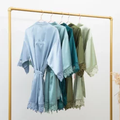 Claudine Lace Robe - Dusty Blue -US Skirt Sales 2024 BIRDYGREY SILKROBES1211.CROPPED.RT