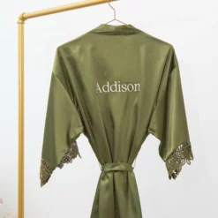 Claudine Lace Robe - Olive -US Skirt Sales 2024 BIRDYGREY SILKROBES1251.RT