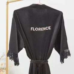 Claudine Lace Robe - Black -US Skirt Sales 2024 BIRDYGREY SILKROBES1331.RT