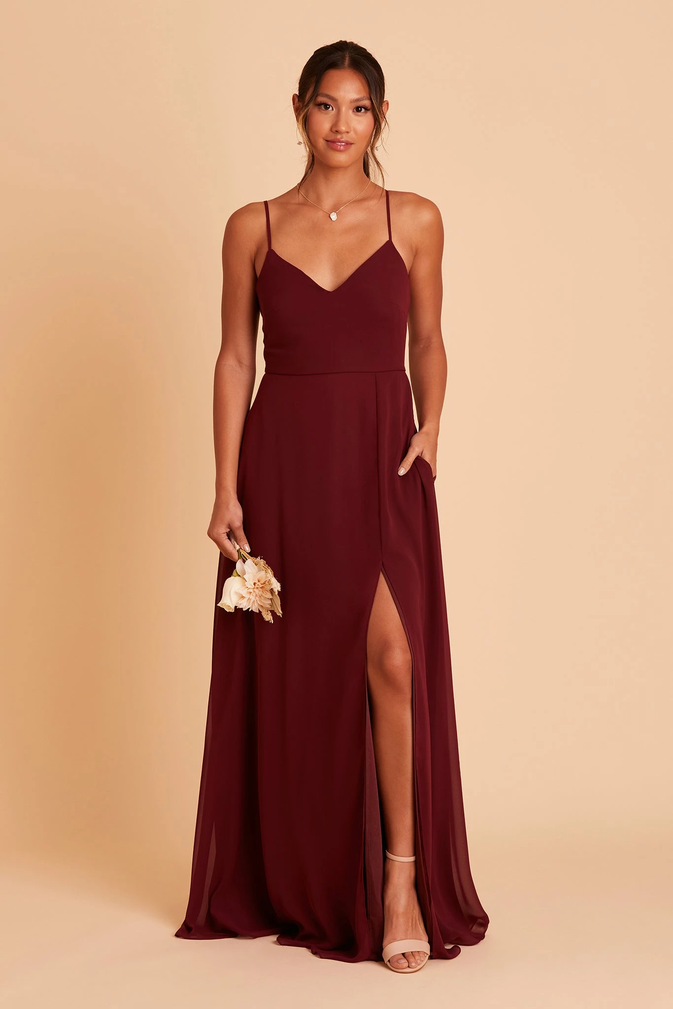 Adelle Chiffon Dress - Cabernet 3 Adelle Chiffon Dress - Cabernet - Image 3