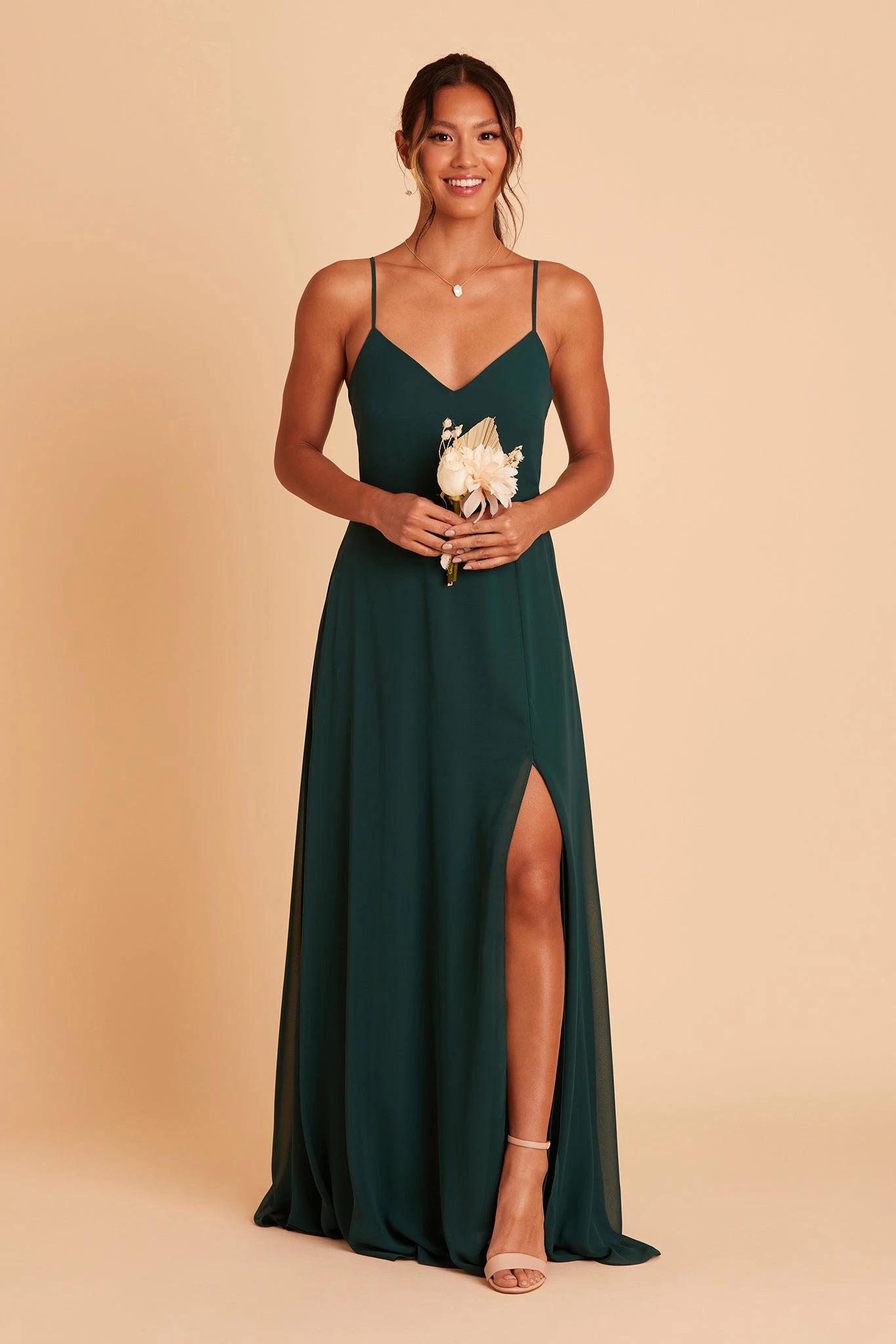 Adelle Chiffon Dress - Emerald 3 Adelle Chiffon Dress - Emerald - Image 3