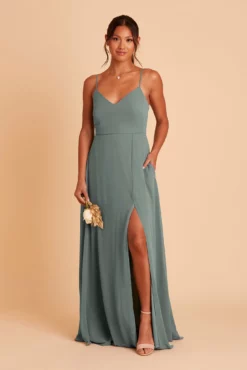 Adelle Chiffon Dress - Sea Glass -US Skirt Sales 2024 BIRDY GREY ADELE BRIDESMAID DRESS SEA GLASS 03