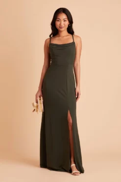Ash Crepe Dress - Olive -US Skirt Sales 2024 BIRDY GREY ASH BRIDESMAID DRESS OLIVE 03