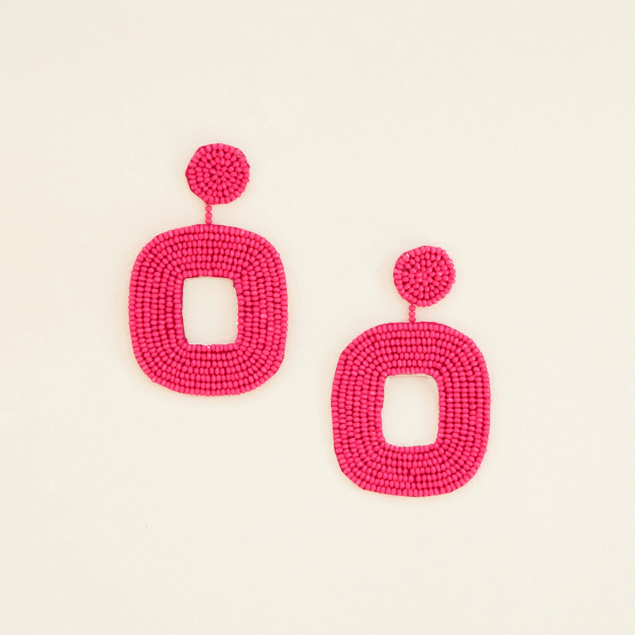 Beaded Drop Earrings - Pink 2 Beaded Drop Earrings - Pink - Image 2