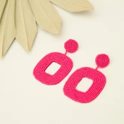 Beaded Drop Earrings - Pink 5 Beaded Drop Earrings - Pink -US Skirt Sales 2024 BIRDY GREY BEADED DROP EARRINGS PINK 02