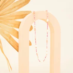 Beads And Pearls Necklace - Pink -US Skirt Sales 2024 BIRDY GREY BEADS AND PEARL NECKLACE PINK 02