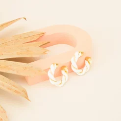 Braided Hoop Earrings -US Skirt Sales 2024 BIRDY GREY BRAIDED HOOP EARRINGS GOLDANDWHITE 02