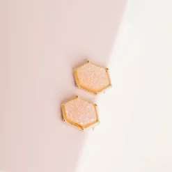 Brentwood Druzy Studs - Blush -US Skirt Sales 2024 BIRDY GREY BRENTWOOD DRUZY STUDS GREY BLUSH GOLD 01
