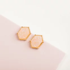 Brentwood Druzy Studs - Blush