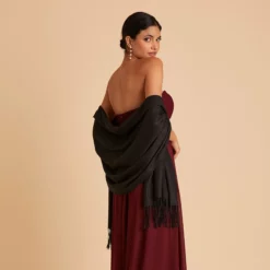 Shawl With Fringe - Black 8 Shawl With Fringe - Black -US Skirt Sales 2024 BIRDY GREY CASHMERE SHAWL BLACK 03 RT CROP