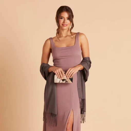 Shawl With Fringe - Dark Grey -US Skirt Sales 2024 BIRDY GREY CASHMERE SHAWL DARK GRAY 04