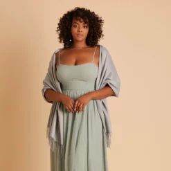 Shawl With Fringe - Light Grey -US Skirt Sales 2024 BIRDY GREY CASHMERE SHAWL LIGHT GRAY 03 RT CROP