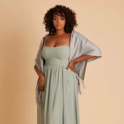 Shawl With Fringe - Light Grey -US Skirt Sales 2024 BIRDY GREY CASHMERE SHAWL LIGHT GRAY 04 RT CROP