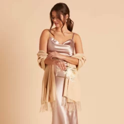 Shawl With Fringe - Beige -US Skirt Sales 2024 BIRDY GREY CASHMERE SHAWL NUDE 05