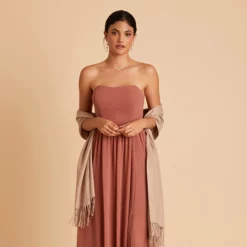 Shawl With Fringe - Taupe -US Skirt Sales 2024 BIRDY GREY CASHMERE SHAWL TAUPE 01 RT CROP