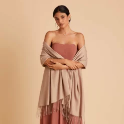 Shawl With Fringe - Taupe