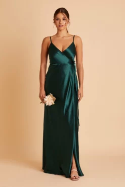 Cindy Shiny Satin Dress - Emerald -US Skirt Sales 2024 BIRDY GREY CINDY SATIN BRIDESMAID DRESS EMERALD 01