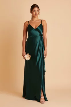 Cindy Shiny Satin Dress - Emerald -US Skirt Sales 2024 BIRDY GREY CINDY SATIN BRIDESMAID DRESS EMERALD 02