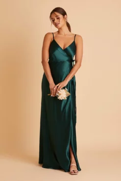 Cindy Shiny Satin Dress - Emerald -US Skirt Sales 2024 BIRDY GREY CINDY SATIN BRIDESMAID DRESS EMERALD 03