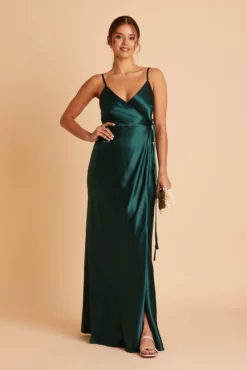 Cindy Shiny Satin Dress - Emerald -US Skirt Sales 2024 BIRDY GREY CINDY SATIN BRIDESMAID DRESS EMERALD 04