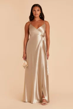 Cindy Shiny Satin Dress - Neutral Champagne -US Skirt Sales 2024 BIRDY GREY CINDY SATIN BRIDESMAID DRESS NEUTRALCHAMPAGNE 01