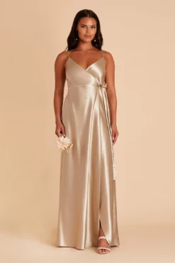 Cindy Shiny Satin Dress - Neutral Champagne -US Skirt Sales 2024 BIRDY GREY CINDY SATIN BRIDESMAID DRESS NEUTRAL CHAMPAGNE 02