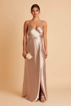 Cindy Shiny Satin Dress - Taupe -US Skirt Sales 2024 BIRDY GREY CINDY SATIN BRIDESMAID DRESS TAUPE 03