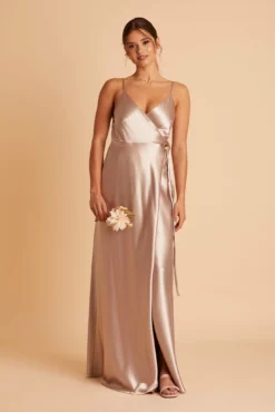 Cindy Shiny Satin Dress - Taupe -US Skirt Sales 2024 BIRDY GREY CINDY SATIN BRIDESMAID DRESS TAUPE 04