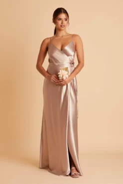 Cindy Shiny Satin Dress - Taupe -US Skirt Sales 2024 BIRDY GREY CINDY SATIN BRIDESMAID DRESS TAUPE 05