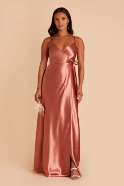 Cindy Shiny Satin Dress - Terracotta -US Skirt Sales 2024 BIRDY GREY CINDY SATIN BRIDESMAID DRESS TERRACOTTA 03