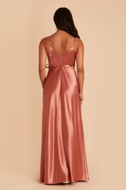 Cindy Shiny Satin Dress - Terracotta -US Skirt Sales 2024 BIRDY GREY CINDY SATIN BRIDESMAID DRESS TERRACOTTA 04