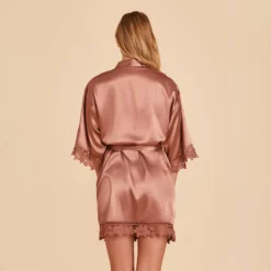 Claudine Lace Robe - Desert Rose 15 Claudine Lace Robe - Desert Rose -US Skirt Sales 2024 BIRDY GREY CLAUDINE SATIN LACE BRIDESMAID ROBE DESERT ROSE 05