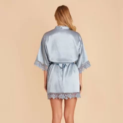 Claudine Lace Robe - Dusty Blue -US Skirt Sales 2024 BIRDY GREY CLAUDINE SATIN LACE BRIDESMAID ROBE DUSTY BLUE 05
