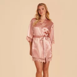 Claudine Lace Robe - Dusty Rose -US Skirt Sales 2024 BIRDY GREY CLAUDINE SATIN LACE BRIDESMAID ROBE DUSTY ROSE 03