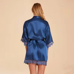 Claudine Lace Robe - Slate Blue 13 Claudine Lace Robe - Slate Blue -US Skirt Sales 2024 BIRDY GREY CLAUDINE SATIN LACE BRIDESMAID ROBE SLATE BLUE 04