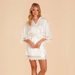 Claudine Lace Robe - White